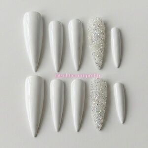 Pixie dust | white | press on nails ( Handmade )